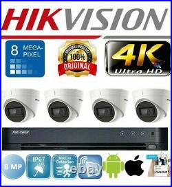 Hikvision 4k 8mp Cctv System Camera 4ch Dvr 60m Ir Video 4tb Security Bundle Uk