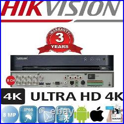 Hikvision 4k Dvr Viper Pro 8mp Night Vision Colorvu Cameras Cctv System Bundle