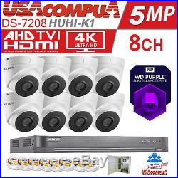 Hikvision 5mp Cctv System 4k-uhd Dvr 8ch Exir 20m Night Vision Camera Kit 3tb