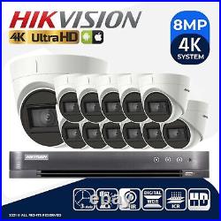 Hikvision Cctv System Cameras 4k 2.8mm Lens 8mp Dvr Nightvision Turret Bundle Uk