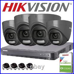 Hikvision Colorvu 5mp Cctv Systems Dvr Hdmi/vga 4mp Grey Camera Ds-2ce72hft-f Uk