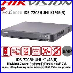 Hikvision IDS-7208HUHI-K1/4S AcuSense Turbo 8ch 4K 8MP DVR CCTV Recorder ONVIF