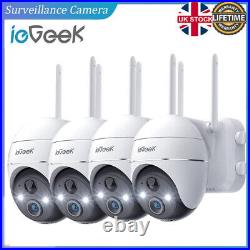 IeGeek 2K Wireless Home Security Camera Outdoor WiFi Solar Battery CCTV IR Cam