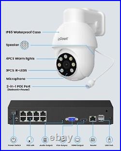 IeGeek 5MP PoE Security CCTV Camera System, 8 Channel 4K H. 265 NVR with 2TB, 24/7