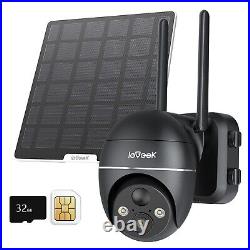 IeGeek Outdoor 4G Solar PTZ Security Camera 360° Wireless Battery CCTV System UK