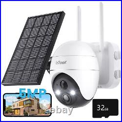 IeGeek Outdoor Wireless Solar Security Camera 5MP Home WiFi Battery CCTV System