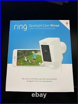 NEW Ring Spotlight Cam by Amazon HD Security Camera 1080p White Wired Spot Light