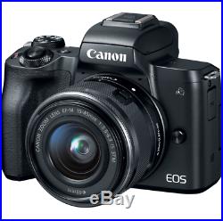 New Canon EOS M50 Digital Camera 15-45mm IS STM Lens Black Color