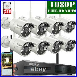 OOSSX 8CH 1080P CCTV Wireless Security Camera System WiFi IP Outdoor 2TB HDD