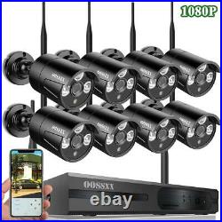 OOSSX 8CH 1080P CCTV Wireless Security Camera System WiFi IP Outdoor, BLACK