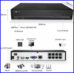 Reolink 4K PoE NVR 8 Channel CCTV Camera System Network Video Recorder with 2TB