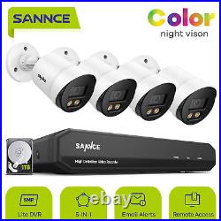 SANNCE 1080P CCTV Camera System Full Color Night Vision 8CH 5MP Lite H. 264+ DVR