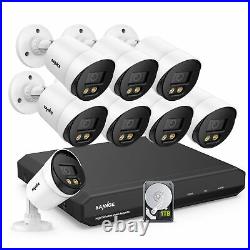 SANNCE 1080p 3000TVL Full Color Home Security Camera System 5MP-N H. 264+ DVR 1TB