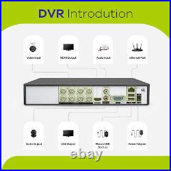 SANNCE 1080p CCTV System 8CH 5MP Lite DVR Color Night Vision Security Camera Kit