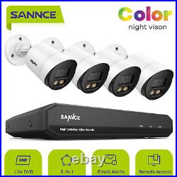 SANNCE 1080p Full Color Day Night Security Camera System 8CH DVR Warm Light 2MP