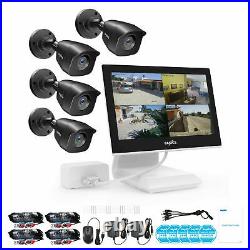 SANNCE 10.1LCD Monitor 1080p CCTV System 4CH DVR Outdoor Camera Security System