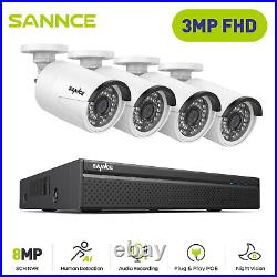 SANNCE 3MP CCTV Security Camera System 8MP 8CH Video POE IP NVR Outdoor Audio in