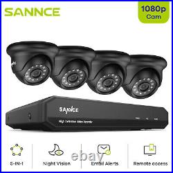 SANNCE 4CH 1080P CCTV Camera System IP66 H. 264+ DVR Remote Access Home Security