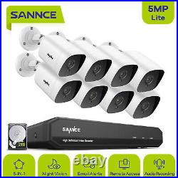 SANNCE 5MP CCTV System Audio Mic Camera 8CH H. 264+ DVR Night Vision Security Kit