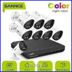 SANNCE 8CH 1080p HD Full Color Home Security Camera System 5MP-N DVR Warm Light