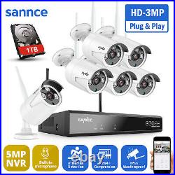 SANNCE 8CH 5MP NVR 3MP Wireless Security Camera System Audio IR Night Vision 1TB