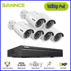 SANNCE 8CH 5MP NVR Outdoor 1080P Audio Home Security PoE CCTV Camera System IP66