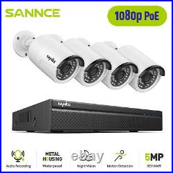 SANNCE 8CH 5MP NVR Outdoor CCTV 1080P Audio Home Security PoE Camera System IP66