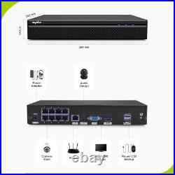 SANNCE 8CH NVR 5MP Audio IP Network Home Surveillance POE CCTV Camera System IR