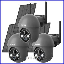 Solar Battery CCTV Camera Wireless Security System 2K 360°PTZ 2Way Audio Outdoor
