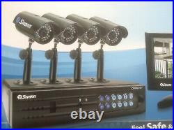 Swann colour security camera CCTV system 4 black cameras monitor included