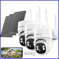 TMEZON 3MP Wireless Solar/Battery Security Camera System Outdoor CCTV Night View