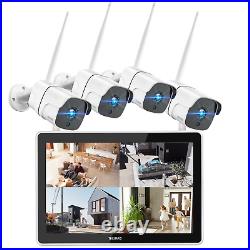 TOGUARD 1080P WiFi 8CH Security IP Cameras 12'' Screen App Controll Night Vision