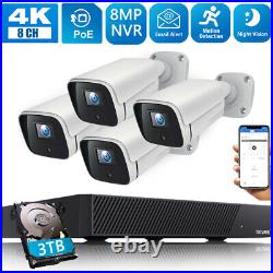 TOGUARD 4K 8MP POE Security Camera System 8CH NVR CCTV Home Outdoor IP Cam+3TB