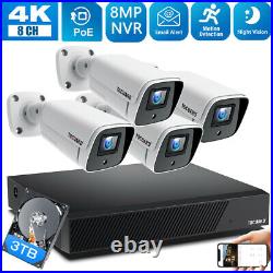 TOGUARD 4K POE 8CH NVR Security Camera System 8MP Surveillance Outdoor IP Cam 3T