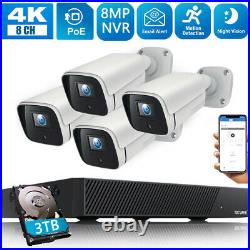 TOGUARD 4K POE 8CH NVR Security Camera System 8MP Surveillance Outdoor IP Cam 3T