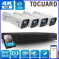 TOGUARD 4K PoE NVR Security Camera System 4x Wired 8MP IP Camera NightVision 3TB