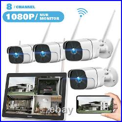 TOGUARD 8CH Wireless Home Security Camera System 12'' NVR Monitor Night Vision