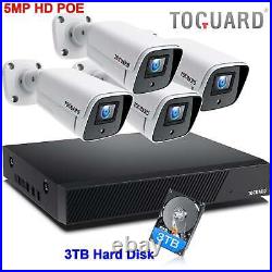 TOGUARD PoE 8CH NVR Outdoor Home Security Camera System + 4pcs Camera + 3TB HDD