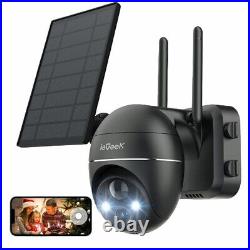 UK Stock 2K Wireless Solar Camera 360° Battery Powered PTZ WiFi CCTV Camera, PIR