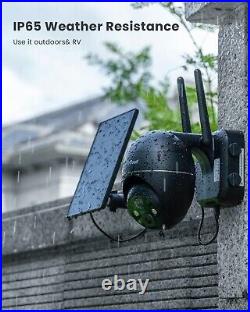 UK Stock 2K Wireless Solar Camera 360° Battery Powered PTZ WiFi CCTV Camera, PIR