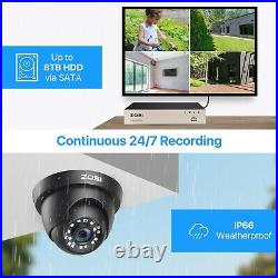 ZOSI 1080P CCTV Outdoor Security Camera System Night Vision 5MP-Lite 8CH DVR 1TB