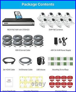 ZOSI 16CH 4K NVR 5MP POE CCTV Camera System with 3TB HDD 24/7 Recording H. 265+