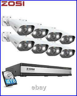 ZOSI 16CH 8MP NVR 4K UHD POE CCTV System 24/7 IP Camera Kit With 4TB Hard Drive