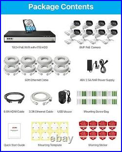 ZOSI 16CH 8MP NVR 4K UHD POE CCTV System 24/7 IP Camera Kit With 4TB Hard Drive