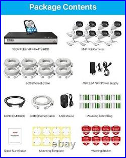 ZOSI 16CH 8MP NVR 4K UHD POE CCTV System 5MP 24/7 IP Camera Kit + 4TB Hard Drive