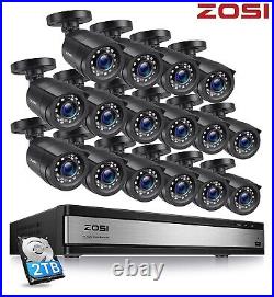 ZOSI 16CH CCTV Camera System 1080P HD Home Security 2TB DVR Night Vision Outdoor