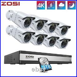 ZOSI 4K POE CCTV System 8MP IP Camera 16CH NVR Kit 3TB HDD Audio Recording UHD