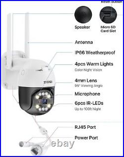 ZOSI 4K WiFi Wired Camera Outdoor CCTV PTZ Smart Security Camera Auto-Tracking