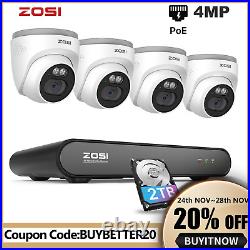 ZOSI 4MP PoE CCTV Camera System 5MP NVR 2TB IP Security Camera Audio In Outdoor