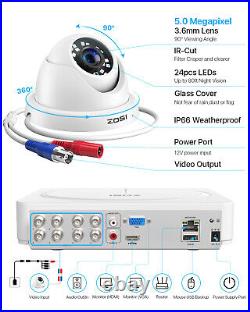 ZOSI 5MP CCTV Camera System 8CH DVR +2TB Outdoor Night Vision Motion Detection